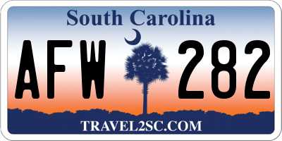 SC license plate AFW282