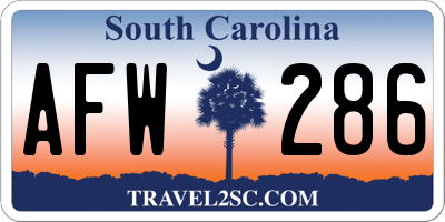 SC license plate AFW286