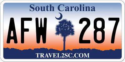 SC license plate AFW287