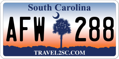 SC license plate AFW288