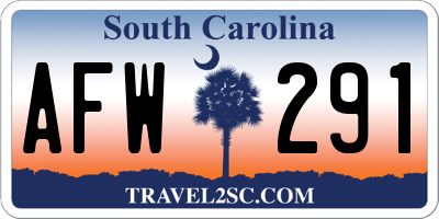 SC license plate AFW291