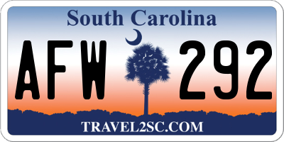 SC license plate AFW292