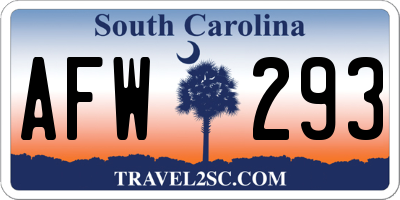 SC license plate AFW293