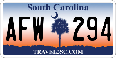 SC license plate AFW294