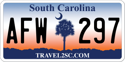 SC license plate AFW297