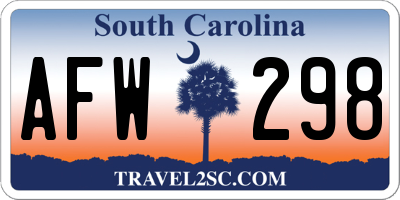 SC license plate AFW298