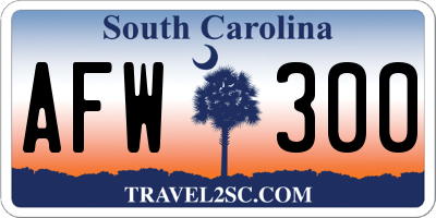 SC license plate AFW300