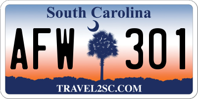 SC license plate AFW301