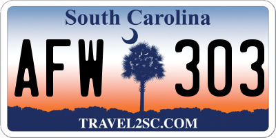 SC license plate AFW303