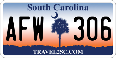 SC license plate AFW306