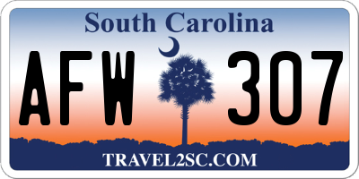 SC license plate AFW307