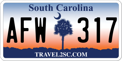 SC license plate AFW317