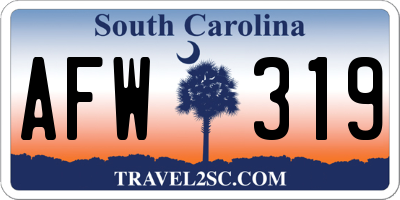 SC license plate AFW319