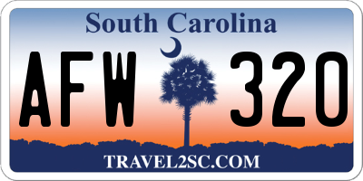 SC license plate AFW320