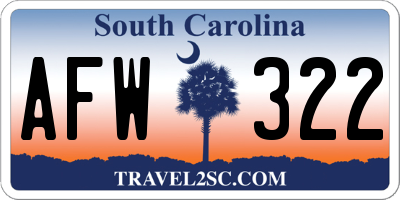 SC license plate AFW322
