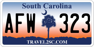 SC license plate AFW323