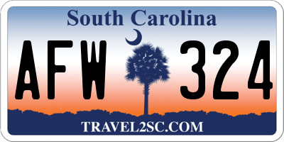 SC license plate AFW324
