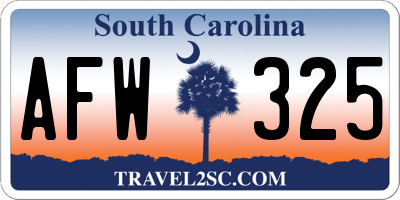 SC license plate AFW325