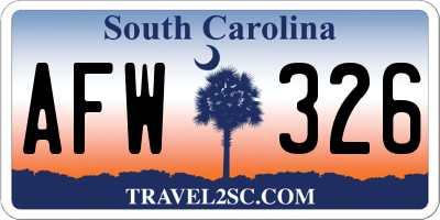 SC license plate AFW326