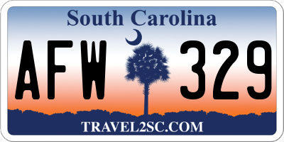 SC license plate AFW329
