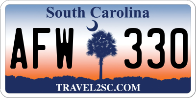 SC license plate AFW330