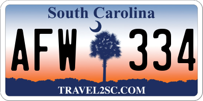 SC license plate AFW334