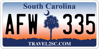 SC license plate AFW335