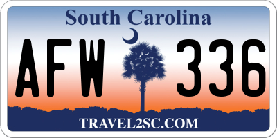 SC license plate AFW336