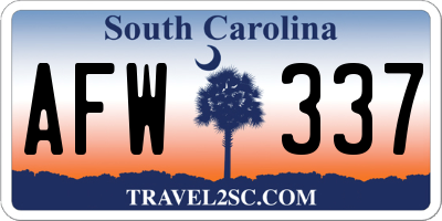 SC license plate AFW337