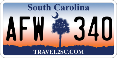SC license plate AFW340