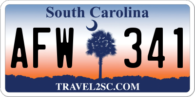 SC license plate AFW341