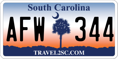 SC license plate AFW344