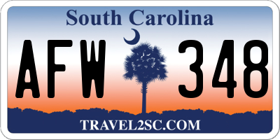 SC license plate AFW348