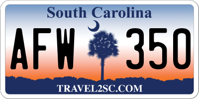 SC license plate AFW350