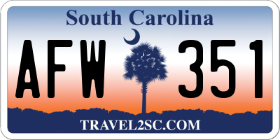 SC license plate AFW351