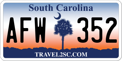SC license plate AFW352