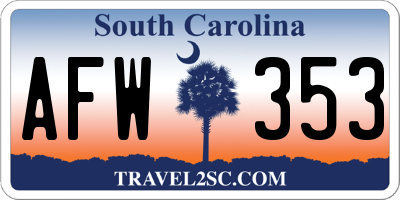 SC license plate AFW353