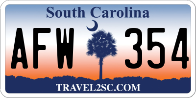 SC license plate AFW354