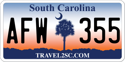 SC license plate AFW355