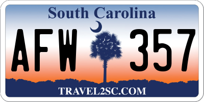 SC license plate AFW357