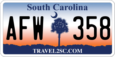 SC license plate AFW358