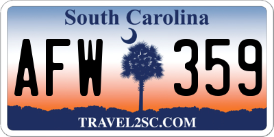 SC license plate AFW359