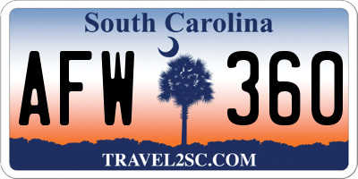 SC license plate AFW360