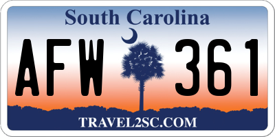 SC license plate AFW361