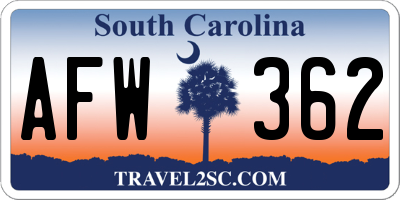 SC license plate AFW362