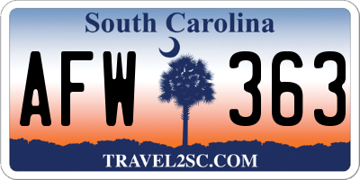 SC license plate AFW363