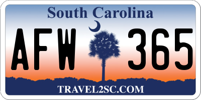 SC license plate AFW365