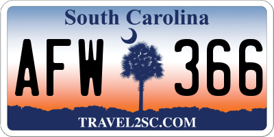 SC license plate AFW366