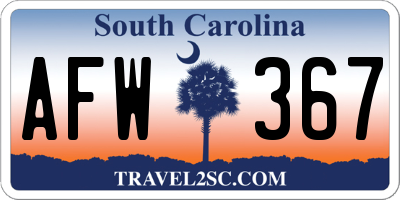SC license plate AFW367