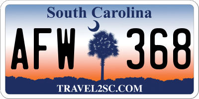 SC license plate AFW368